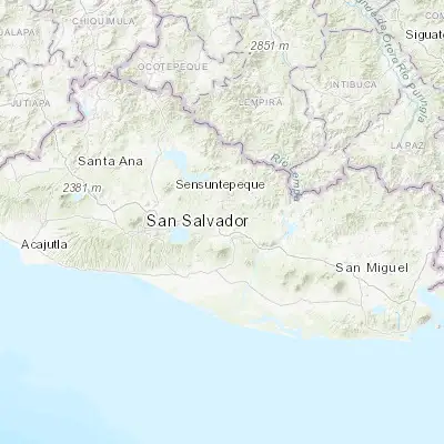 Map showing location of San Sebastián (13.733330, -88.833330)