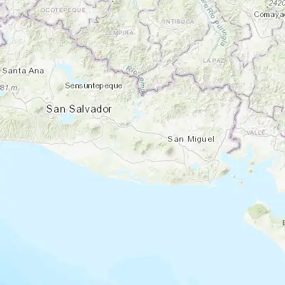 Map showing location of Santiago de María (13.483330, -88.466670)