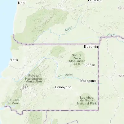 Map showing location of Ayene (1.855920, 10.689940)