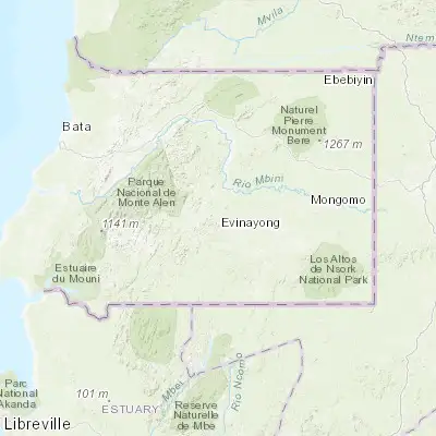 Map showing location of Evinayong (1.436770, 10.551240)