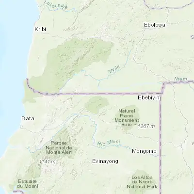 Map showing location of Mikomeseng (2.136090, 10.613220)