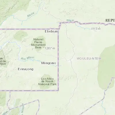 Map showing location of Mongomo (1.627420, 11.313460)