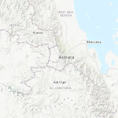 Map showing location of Asmara (15.338050, 38.931840)