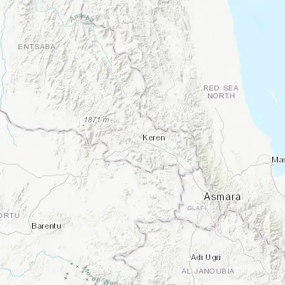 Map showing location of Keren (15.777920, 38.451070)