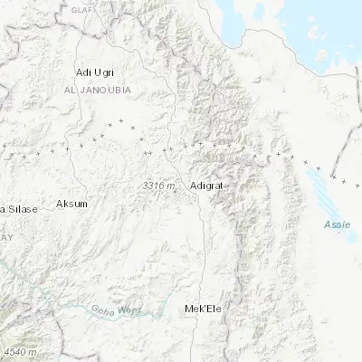 Map showing location of Ādīgrat (14.277000, 39.462000)