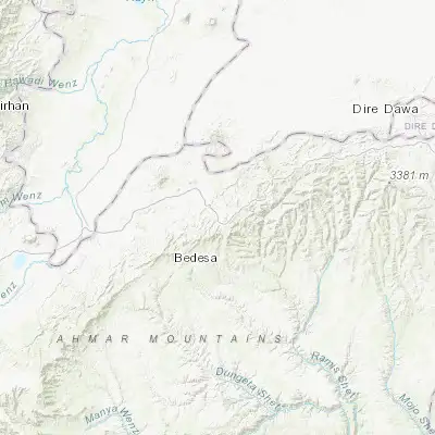 Map showing location of Āsbe Teferī (9.085690, 40.867080)