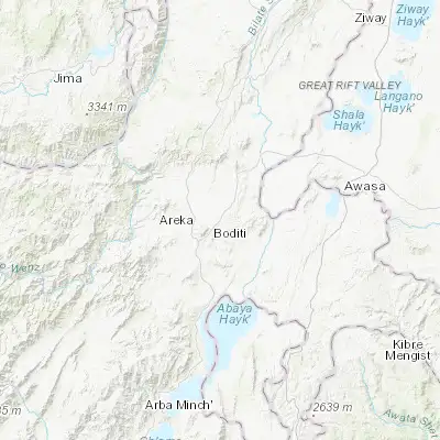Map showing location of Bodītī (6.966670, 37.866670)