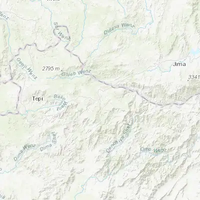 Map showing location of Bonga (7.283330, 36.233330)