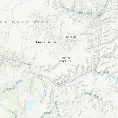 Map showing location of Debre Mark’os (10.350000, 37.733330)