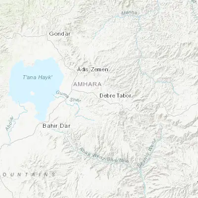 Map showing location of Debre Tabor (11.850000, 38.016670)