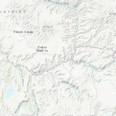 Map showing location of Dejen (10.166670, 38.133330)