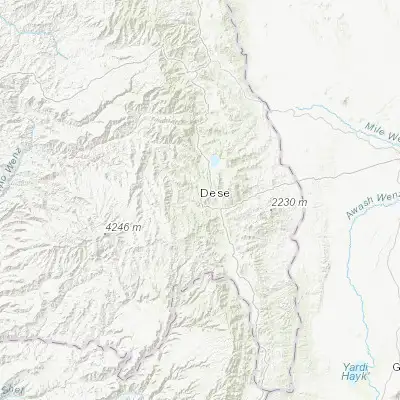 Map showing location of Desē (11.133330, 39.633330)