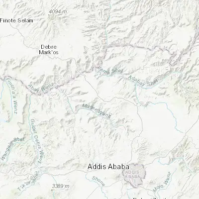 Map showing location of Gebre Guracha (9.800000, 38.400000)