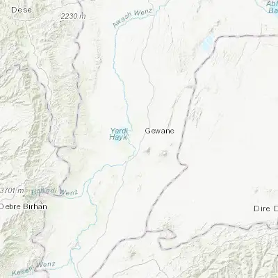 Map showing location of Gewanē (10.166580, 40.646890)