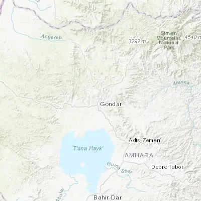 Map showing location of Gondar (12.600000, 37.466670)