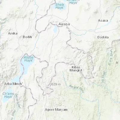 Map showing location of Hāgere Selam (6.483330, 38.516670)