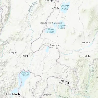 Map showing location of Hawassa (7.062050, 38.476350)