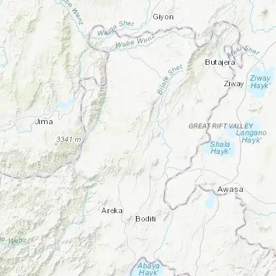 Map showing location of Hosa’ina (7.549780, 37.853740)