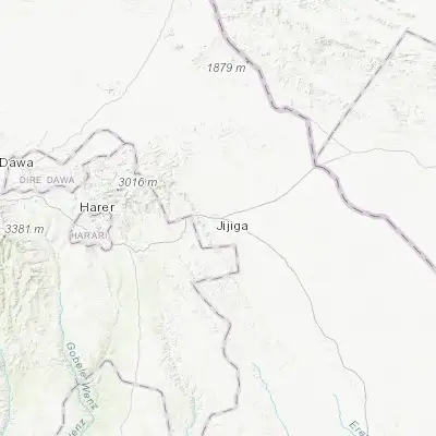 Map showing location of Jijiga (9.350000, 42.800000)