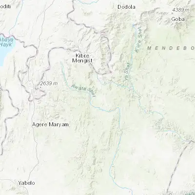 Map showing location of Kibre Mengist (5.883330, 38.983330)