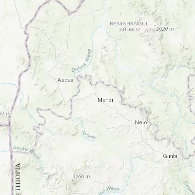 Map showing location of Mendī (9.800000, 35.100000)
