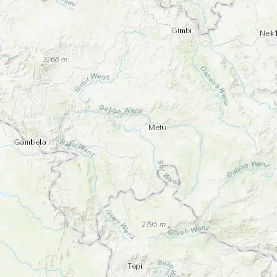 Map showing location of Metu (8.300000, 35.583330)