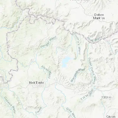 Map showing location of Shambu (9.566670, 37.100000)