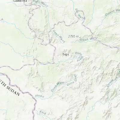 Map showing location of Tēpī (7.200000, 35.450000)