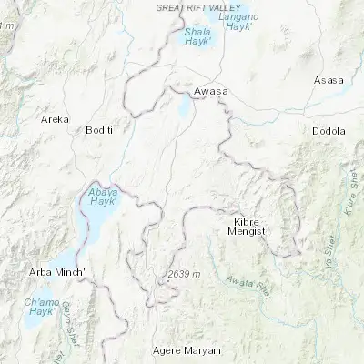Map showing location of Wendo (6.600000, 38.416670)