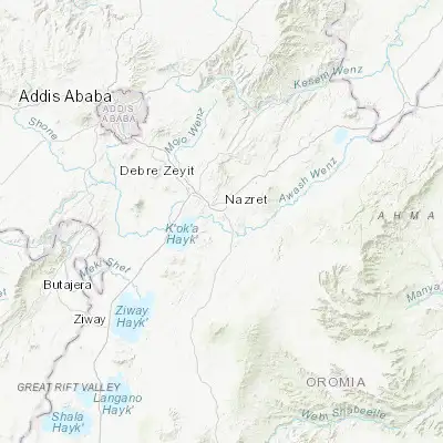 Map showing location of Wenjī (8.450000, 39.283330)