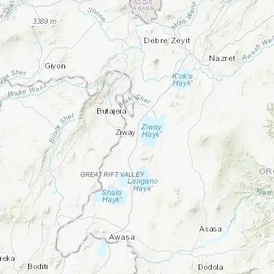 Map showing location of Ziway (7.933330, 38.716670)