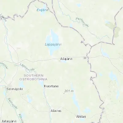 Map showing location of Alajärvi (63.000000, 23.816670)
