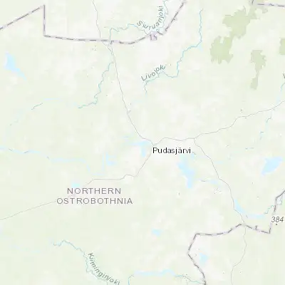 Map showing location of Pudasjärvi (65.383330, 26.916670)