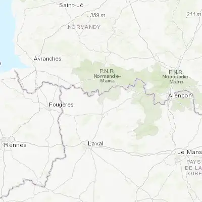 Map showing location of Ambrières-les-Vallées (48.402140, -0.631080)