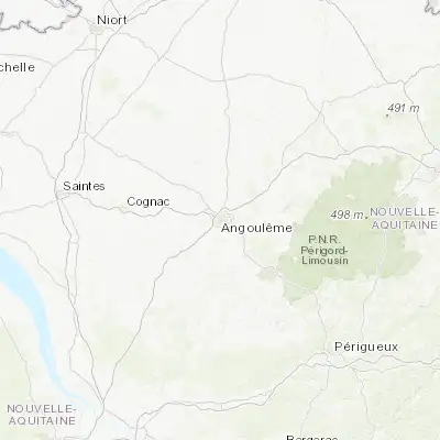 Map showing location of Angoulême (45.649970, 0.153450)