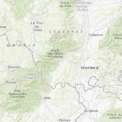 Map showing location of Aubenas (44.619750, 4.390330)