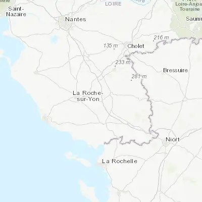 Map showing location of Bournezeau (46.635600, -1.172220)