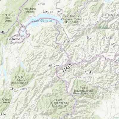 Map showing location of Chamonix-Mont-Blanc (45.923750, 6.869330)