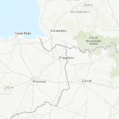 Map showing location of Fougères (48.351570, -1.199610)