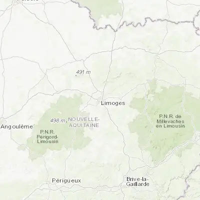 Map showing location of Limoges (45.833620, 1.247590)