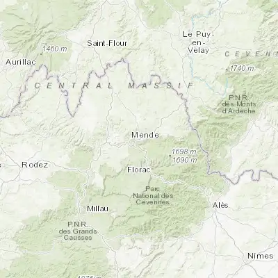 Map showing location of Mende (44.521610, 3.499780)