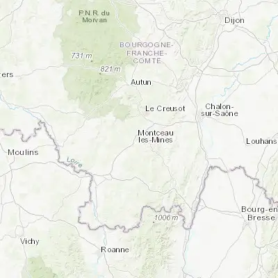 Map showing location of Montceau-les-Mines (46.666670, 4.366670)