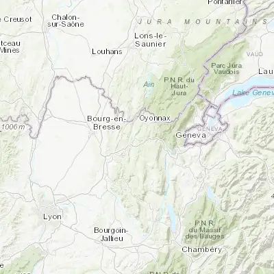 Map showing location of Montréal-la-Cluse (46.183330, 5.583330)
