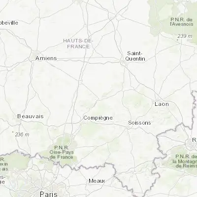 Map showing location of Noyon (49.583330, 3.000000)
