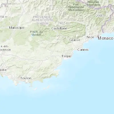 Map showing location of Roquebrune-sur-Argens (43.443130, 6.637720)