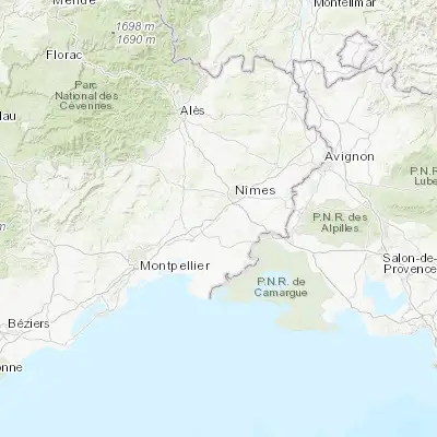 Map showing location of Uchaud (43.757250, 4.269480)