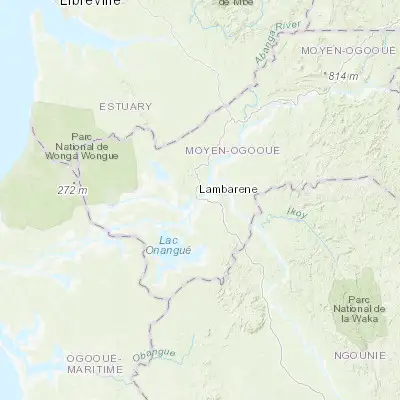 Map showing location of Lambaréné (-0.700100, 10.240550)
