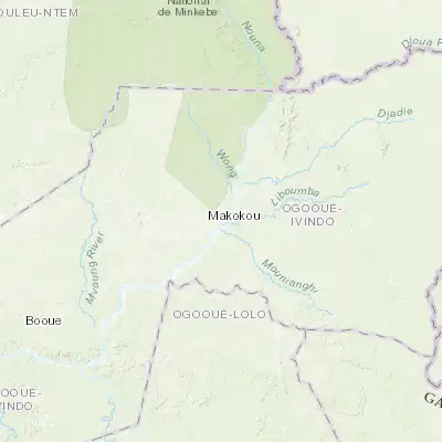 Map showing location of Makokou (0.573810, 12.864190)