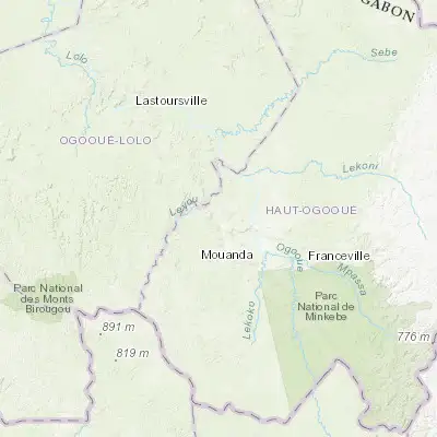 Map showing location of Mounana (-1.408500, 13.158570)