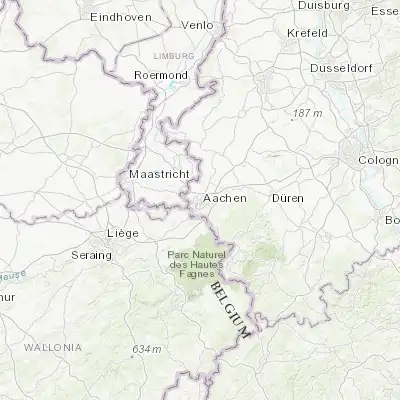 Map showing location of Aachen (50.776640, 6.083420)